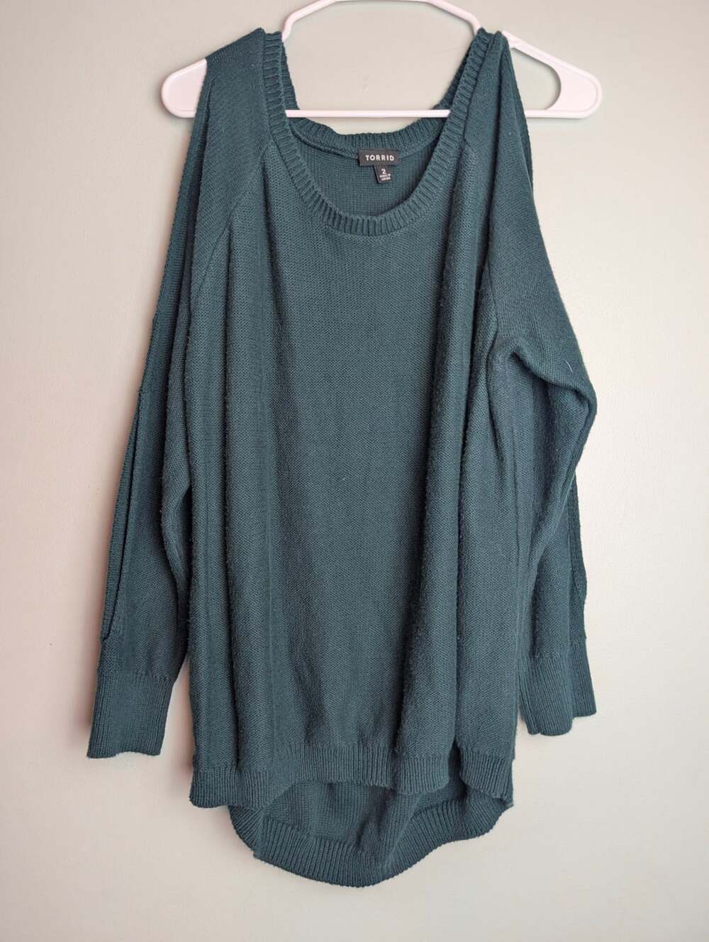 Torrid Green Cold Shoulder Knit Sweater Size 2